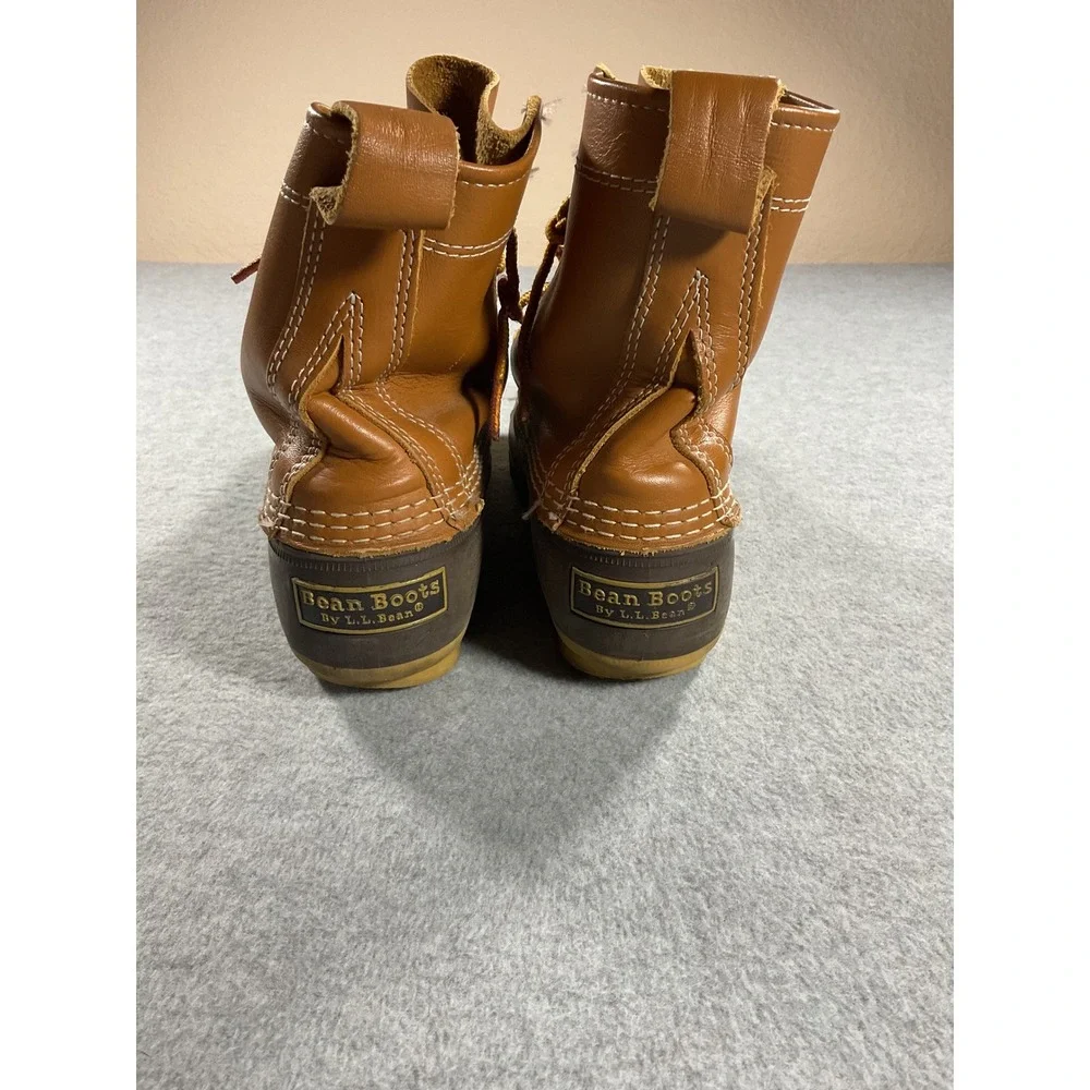 LL Bean 6 Inch Bean Boots Tan Brown Leather Rubber Duck Boots Made in Maine
